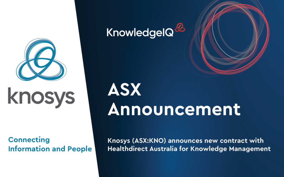 Knosys announces new contract with Healthdirect Australia for Knowledge Management